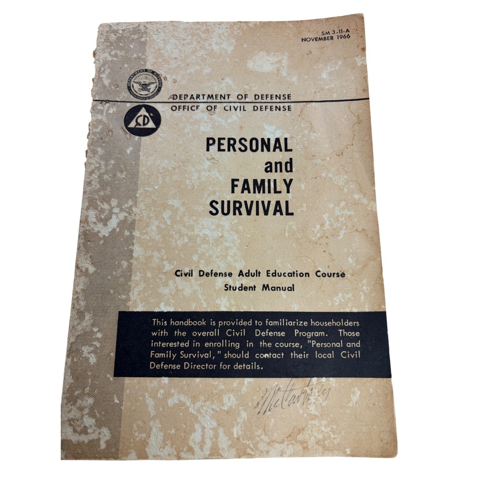 1966 Civil Defense Personal & Family Survival Manual Cold War Emergency Prep